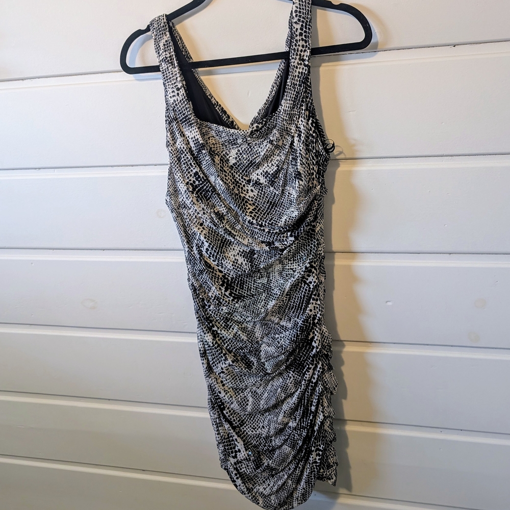 Express Ruched  Black and White Dress